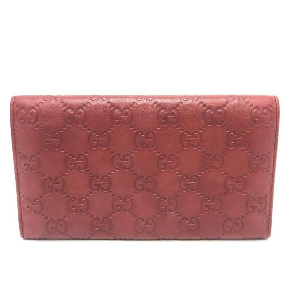 GUCCI 212109 GG Sima Line Wallet Flap Long Wallet Sima leather Red/GoldHardware - Picture 1 of 16